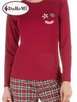 DoReMi Bordo Kışlık Ekose Pijama Takımı Bordo görsel 5