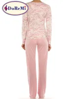 Pembe Desen DoReMi Bayan Pijama Takımı Pembe görsel 4