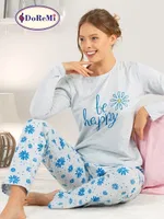 Be Happy Kadın Pijama Takımı Doremi Mavi Melanj