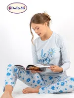 Be Happy Kadın Pijama Takımı Doremi Mavi Melanj görsel 4