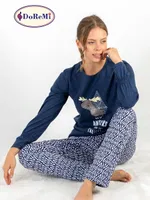My Antlers DoReMi Bayan Pijama Takımı Lacivert detay görünüm