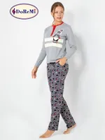 DoReMi Pinguin Bayan Pijama Takımı Gri Melanj görsel 4