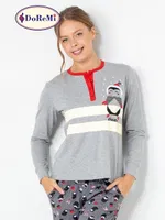 DoReMi Pinguin Bayan Pijama Takımı Gri Melanj görsel 7