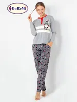 DoReMi Pinguin Bayan Pijama Takımı Gri Melanj görsel 9