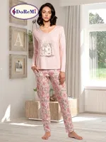 My Home Somon Uzun Kol DoReMi Pijama Takımı Somon farklı açı