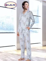 DoReMi Blue Grace Uzun Kollu Bayan Pijama Takımı Desenli görsel 4