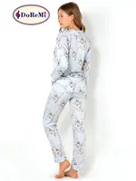 DoReMi Blue Grace Uzun Kollu Bayan Pijama Takımı Desenli görsel 5