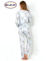 DoReMi Blue Grace Uzun Kollu Bayan Pijama Takımı Desenli görsel 6