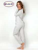 DoReMi Blue Victoria Uzun Kollu Bayan Pijama Takımı Gri görsel 7