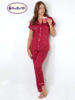 DoReMi Burgundy Heart Kısa Kollu Pijama Takımı Bordo farklı açı