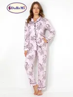 DoReMi Cherry Rot Uzun Kollu Bayan Pijama Takımı Pembe detay görünüm
