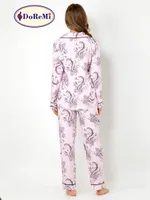 DoReMi Cherry Rot Uzun Kollu Bayan Pijama Takımı Pembe görsel 5