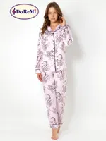 DoReMi Cherry Rot Uzun Kollu Bayan Pijama Takımı Pembe görsel 7