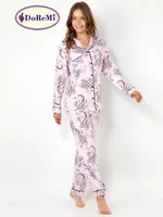 DoReMi Cherry Rot Uzun Kollu Bayan Pijama Takımı Pembe görsel 8