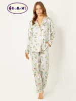 DoReMi Çiçekli Doğal Viskon Soft Yumuşak Düğmeli Pijama Takımı Desenli detay görünüm