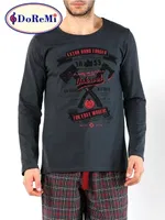 DoReMi Dark Damon Erkek Pijama Takımı Füme detay görünüm