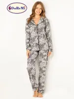 DoReMi Doğal Viskon Soft Yumuşak Düğmeli Pijama Takımı Desenli