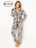 DoReMi Doğal Viskon Soft Yumuşak Düğmeli Pijama Takımı Desenli görsel 7