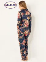 Gömlek Yaka Doğal Viskon Soft Yumuşak Düğmeli Pijama Takımı DoReMi Desenli görsel 5