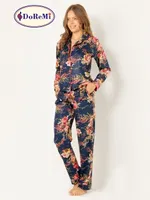Gömlek Yaka Doğal Viskon Soft Yumuşak Düğmeli Pijama Takımı DoReMi Desenli görsel 8