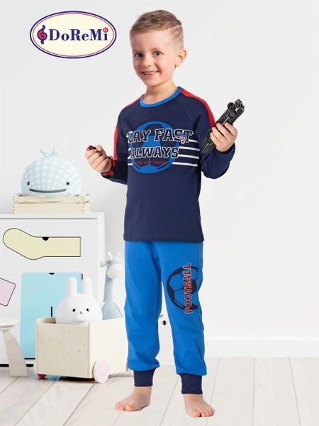 Lacivert Erkek Çocuk Kışlık Pijama Takımı Doremi
