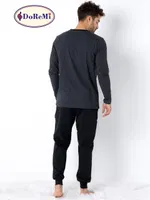 DoReMi V Yaka Erkek Homewear Pijama Takımı Antrasit Melanj görsel 5