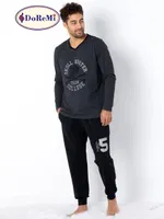 DoReMi V Yaka Erkek Homewear Pijama Takımı Antrasit Melanj görsel 8