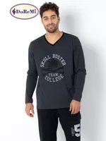 DoReMi V Yaka Erkek Homewear Pijama Takımı Antrasit Melanj görsel 9