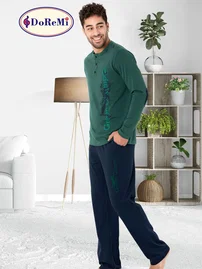 DOREMI Patlı Yeşil Uzun Kollu Erkek Doremi Pijama Takımı