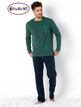 DOREMI Patlı Yeşil Uzun Kollu Erkek Doremi Pijama Takımı - Alternatif Görünüm