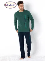 Patlı Yeşil Uzun Kollu Erkek Doremi Pijama Takımı Yeşil detay görünüm