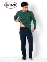 Patlı Yeşil Uzun Kollu Erkek Doremi Pijama Takımı Yeşil görsel 4