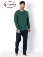 Patlı Yeşil Uzun Kollu Erkek Doremi Pijama Takımı Yeşil görsel 7
