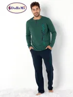 Patlı Yeşil Uzun Kollu Erkek Doremi Pijama Takımı Yeşil görsel 10