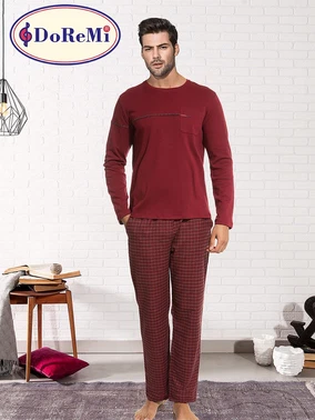DOREMI DoReMi Ekose Bordo Kışlık Erkek Pijama Takımı