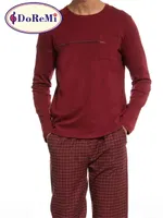 DoReMi Ekose Bordo Kışlık Erkek Pijama Takımı Bordo görsel 6