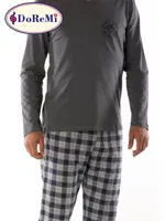 V Yaka DoReMi Erkek Pijama Takımı Füme farklı açı