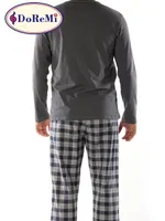 V Yaka DoReMi Erkek Pijama Takımı Füme görsel 4