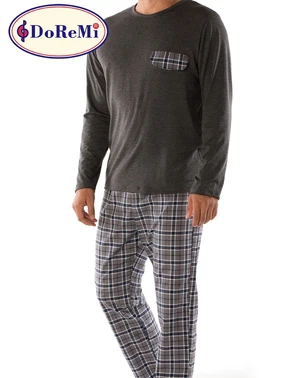 DOREMI DoReMi Geniş Yaka Ekose Erkek Pijama Takımı - Alternatif Görünüm