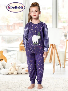 DOREMI Gece Desenli Kız Çocuk Pijama Takımı DoReMi