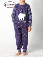 Gece Desenli Kız Çocuk Pijama Takımı DoReMi Lacivert detay görünüm