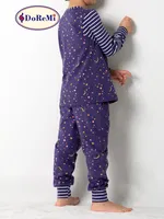 Gece Desenli Kız Çocuk Pijama Takımı DoReMi Lacivert görsel 4
