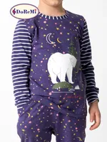 Gece Desenli Kız Çocuk Pijama Takımı DoReMi Lacivert görsel 5