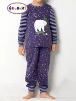 Gece Desenli Kız Çocuk Pijama Takımı DoReMi Lacivert görsel 6