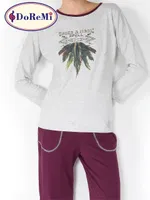 Doremi Kız Çocuk Pijama Takımı Gri Melanj detay görünüm