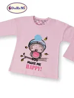 Winter Bird DoReMi Kız Çocuk Pijama Takımı Pembe detay görünüm