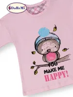 Winter Bird DoReMi Kız Çocuk Pijama Takımı Pembe görsel 4