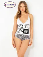 DoReMi Pamuklu Leopar Desenli Şortlu Pijama Takım Beyaz detay görünüm