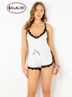 DoReMi Dantelli Pamuklu Şortlu Tulum Pijama Beyaz farklı açı