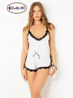 DoReMi Dantelli Pamuklu Şortlu Tulum Pijama Beyaz görsel 6
